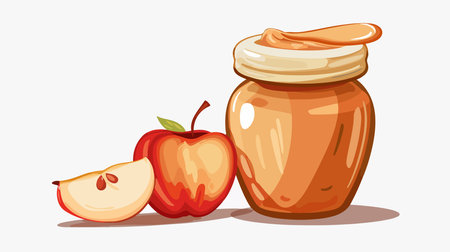 Enticing and Nutritious Baby Food Options with Fresh Fruitのイラスト素材