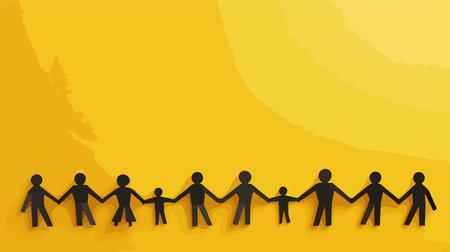 Paper Cutout Figures of United Individuals: Symbol of Teamwork and Collaborationのイラスト素材