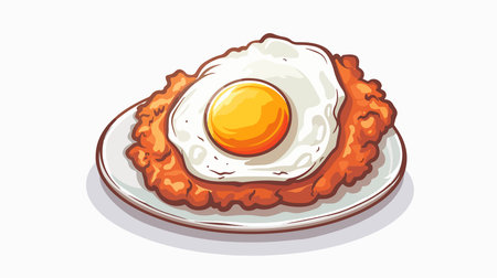 Crispy Fried Egg with Cartoon Vector Image for Designのイラスト素材