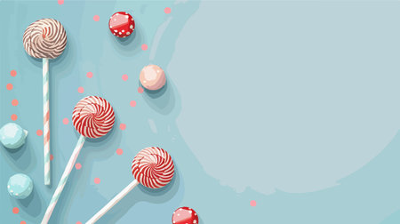 Vibrant Lollipops Adorning a Pastel Blue Backdropのイラスト素材