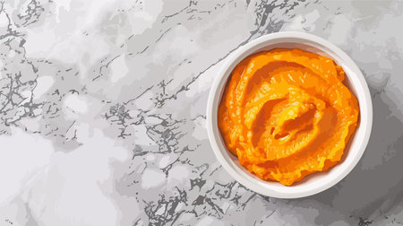 Scrumptious Sweet Potato Puree Presented on a Marble Table in Stunning Detail