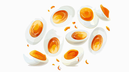 Eggs-cellent Visual: Boiled Eggs Falling in a Whirlwind of Perfectionのイラスト素材