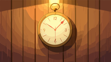 Vintage Analog Clock Adorned on a Wooden Wall, Signaling the New Yearのイラスト素材
