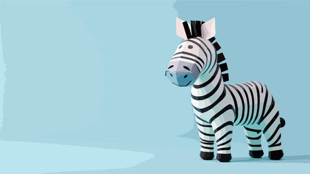 Creative Toy Zebra Constructed from a Light Blue Backgrounded Toilet Paper Tubeのイラスト素材
