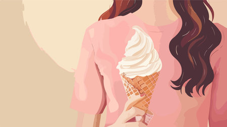 Close-Up of Ice Cream Cone with Waferのイラスト素材