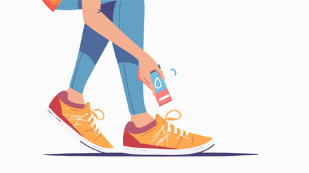 Woman Freshens Her Footwear with Capsule Shoe Deodorizerのイラスト素材