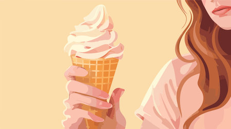 Close-Up of Ice Cream Cone with Waferのイラスト素材