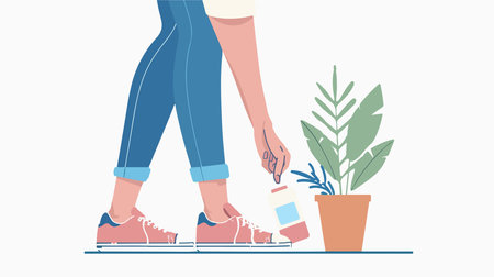 Woman Freshens Her Footwear with Capsule Shoe Deodorizerのイラスト素材