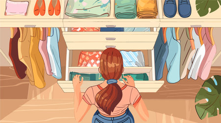 Organizing Clothing and Footwear Storageのイラスト素材