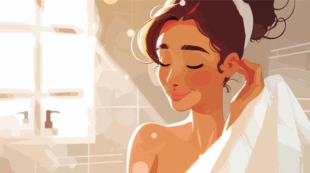 Soft White Towel Indoors Closeupのイラスト素材