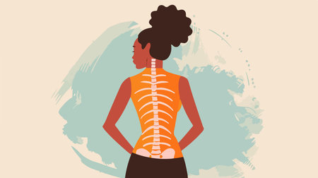 Image of a Woman with Excellent Spinal Health on a Blank White Background Closeupのイラスト素材