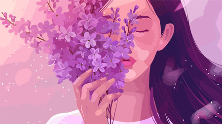 Close-up of Lilac Flowers in Focus with Pink Backgroundのイラスト素材