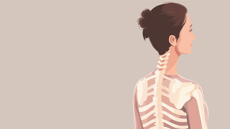 Illustration showing healthy spinal alignment on a neutral background closeupのイラスト素材