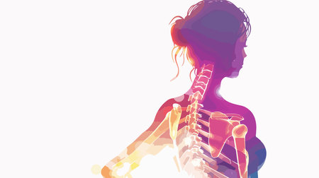 Image showing excellent spinal health on a blank white background closeupのイラスト素材