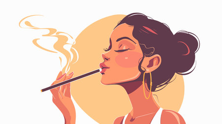 Vintage Style Illustration with Elongated Cigarette Holderのイラスト素材