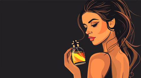 Artistic Illustration of Fragrance Display Against Black Backgroundのイラスト素材