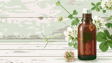 Delicate Clover Blossoms and Fragrant Essential Oilのイラスト素材