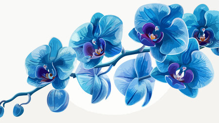 Vibrant Blue Orchid in Pristine White Backgroundのイラスト素材