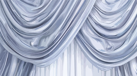 Elegant Light Gray Window Curtain as a Calming and Neutral Backgroundのイラスト素材