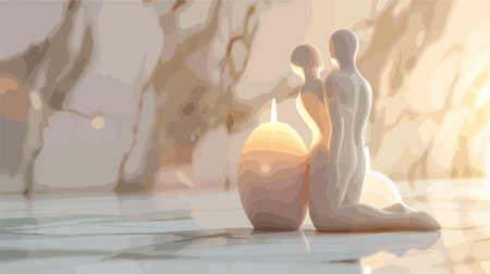 Handcrafted Body-Shaped Candles in Elegant White Displayのイラスト素材