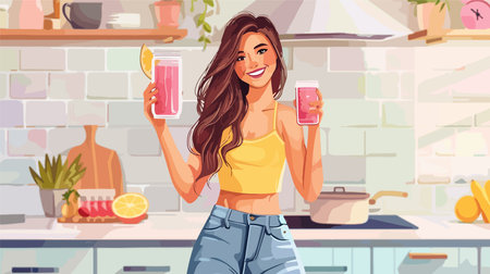 Person Holding Mason Jars with Refreshing Drinks 2b5d7a18 5aed 44ea 9fec 28d9643e9724 0のイラスト素材