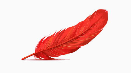Isolated Red Bird Feather Displaying Vibrant Huesのイラスト素材