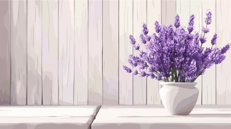 Enchanting Lavender Bouquet Adorned on a Pristine White Tabletopのイラスト素材