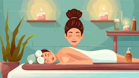 Indulgent Spa Massage Session for a Serene and Rejuvenating Experienceのイラスト素材