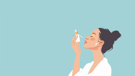 Person Applying Cosmetic Serum for Skincareのイラスト素材