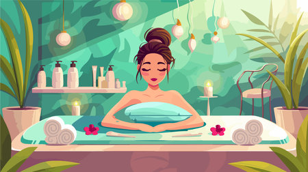 Indulgent Spa Massage Session for a Serene and Rejuvenating Experienceのイラスト素材