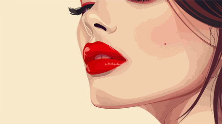 Closeup Portrait with Creative Lips Makeupのイラスト素材
