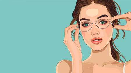 Young Woman Applying Mascara to Enhance Eyelashesのイラスト素材