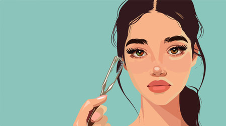 Young Woman Applying Mascara to Enhance Eyelashes