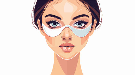 Radiant Beauty: Young Woman with Revitalizing Under-Eye Patchesのイラスト素材
