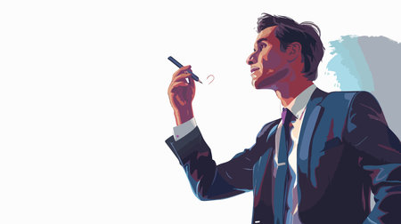 Person in Suit Writing Whiteboard Presentation with Markerのイラスト素材