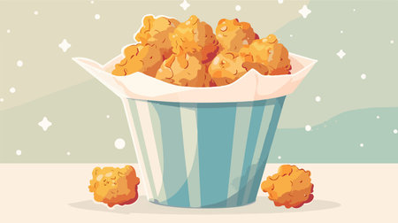 Finger-Licking Bucket of Nuggets on a Bright Surfaceのイラスト素材