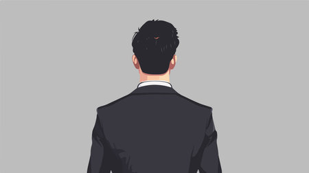 Professional Businessman in Formal Attire with Gray Backgroundのイラスト素材