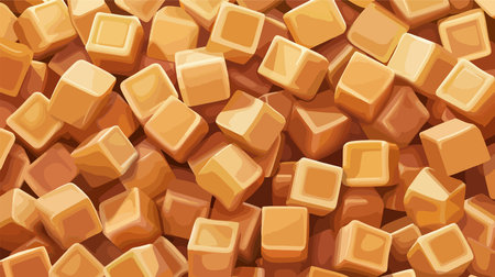 Cartoon Vector of Brown Sugar Cubes as Background in Top Viewのイラスト素材