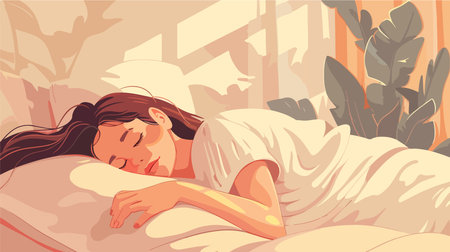 Serene Slumber in a Soft and Cozy Home Bedのイラスト素材