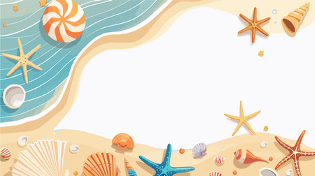 Ethereal Composition of Beach Objects Against a White Canvasのイラスト素材