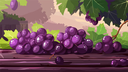 Vibrant Composition with Fresh, Ripe, and Juicy Grapes on a Tabletopのイラスト素材