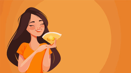 Person Enjoying a Fortune Cookie and Reading its Predictionのイラスト素材