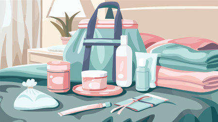 Compact Cosmetic Travel Kit with Convenient Small Containers for Essentialsのイラスト素材