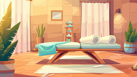 Serene Spa Massage Table with Crisp Towels for Ultimate Relaxationのイラスト素材