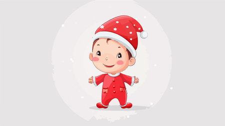 Adorable Baby in Christmas Garb: Festive and Warm in Holiday Spiritのイラスト素材
