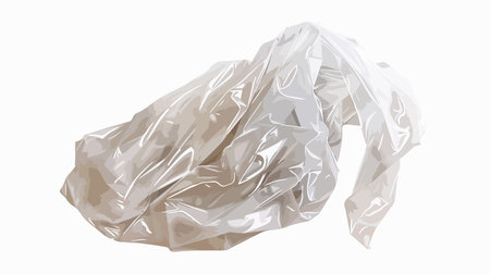 Crumpled Plastic Bag Isolated on White with Transparent Top Viewのイラスト素材