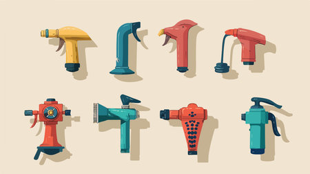 High Frequency Therapy Machine with Assorted Attachments on Tan Backgroundのイラスト素材