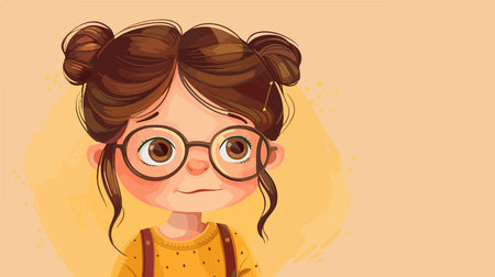 Adorable Child with Glasses on a Muted Background in Portrait Photographyのイラスト素材