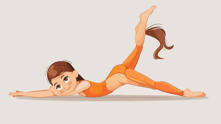 Gymnast Performing Gymnastics Exercise on White Backgroundのイラスト素材