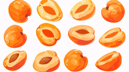 Ripe and Juicy Apricots on a Pristine White Backgroundのイラスト素材